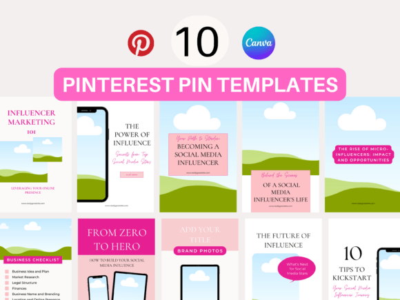 10 Pinterest Pin Templates Pack for Visual Marketing