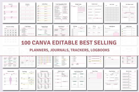 100 Editable Canva Planners: Your All-in-One Creative & Business Toolkit