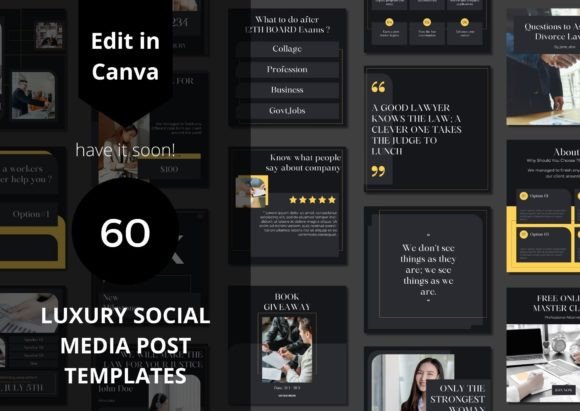 Elevate Your Brand with 60 Luxury Social Media Canva Templates