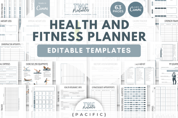 Fitness Planner Canva Templates | PAC: Your Design Toolkit for Wellness