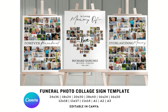 Funeral Heart Collage Templates: A Dignified Tribute Design