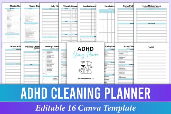 Mastering Home Chaos with ADHD Cleaning Planner Canva Templates