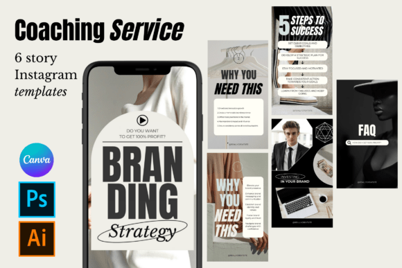 Refined Bold Coaching Story Templates: Your Elegant Social Media Toolkit