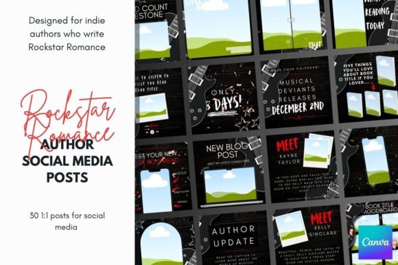 Rockstar Romance Canva Templates: Your Social Media Marketing Shortcut
