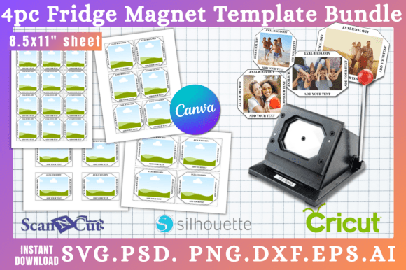 Unleash Your Brand: The 4 Sizes Fridge Magnet Templates Bundle