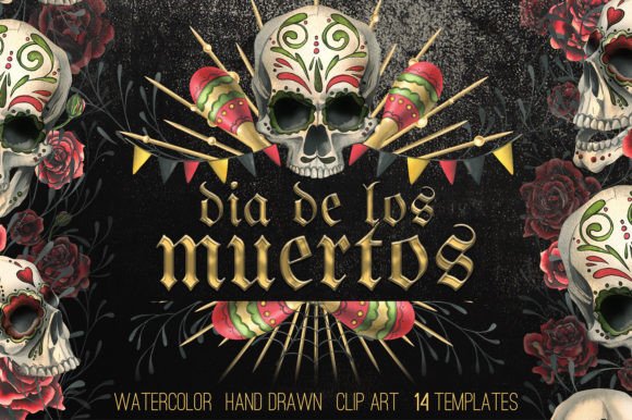 Vibrant Día De Muertos Watercolor Templates for Authentic Design