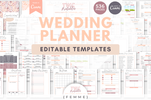 Wedding Planner Canva Templates | FEMME: Your Dream Binder
